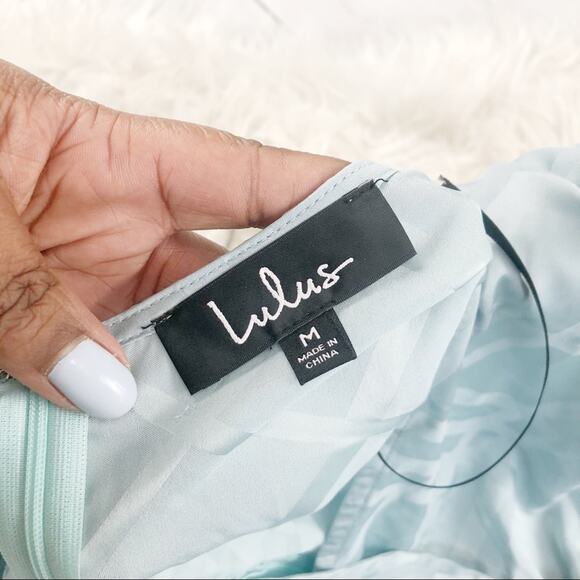 Lulu’s Geo My! Mint Blue Embossed Tiered‎ Romper - Picture 3 of 5